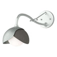 Hubbardton Forge 2022 Vintage Platinum Dark Smoke Opal Glass (GG) Brooklyn 1-Light Double Shade Long-Arm Sconce