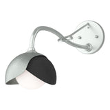 Hubbardton Forge 2022 Vintage Platinum Black Opal Glass (GG) Brooklyn 1-Light Double Shade Long-Arm Sconce