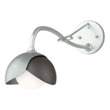 Hubbardton Forge 2022 Vintage Platinum Oil Rubbed Bronze Opal Glass (GG) Brooklyn 1-Light Double Shade Long-Arm Sconce