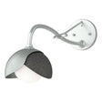Hubbardton Forge 2022 Vintage Platinum Natural Iron Opal Glass (GG) Brooklyn 1-Light Double Shade Long-Arm Sconce