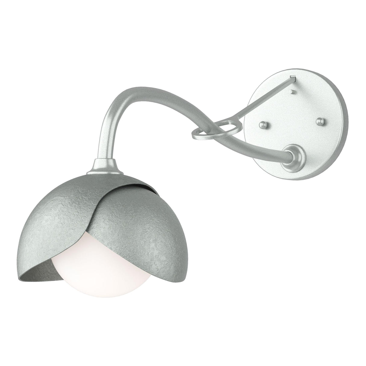 Hubbardton Forge 2022 Vintage Platinum Vintage Platinum Opal Glass (GG) Brooklyn 1-Light Double Shade Long-Arm Sconce