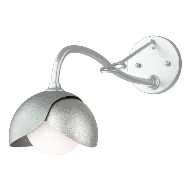 Hubbardton Forge 2022 Vintage Platinum Sterling Opal Glass (GG) Brooklyn 1-Light Double Shade Long-Arm Sconce