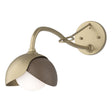 Hubbardton Forge 2022 Soft Gold Bronze Opal Glass (GG) Brooklyn 1-Light Double Shade Long-Arm Sconce