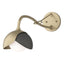 Hubbardton Forge 2022 Soft Gold Natural Iron Opal Glass (GG) Brooklyn 1-Light Double Shade Long-Arm Sconce