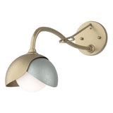 Hubbardton Forge 2022 Soft Gold Vintage Platinum Opal Glass (GG) Brooklyn 1-Light Double Shade Long-Arm Sconce
