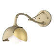 Hubbardton Forge 2022 Soft Gold Modern Brass Opal Glass (GG) Brooklyn 1-Light Double Shade Long-Arm Sconce