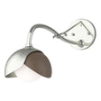 Hubbardton Forge 2022 Sterling Bronze Opal Glass (GG) Brooklyn 1-Light Double Shade Long-Arm Sconce
