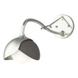 Hubbardton Forge 2022 Sterling Dark Smoke Opal Glass (GG) Brooklyn 1-Light Double Shade Long-Arm Sconce