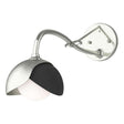Hubbardton Forge 2022 Sterling Black Opal Glass (GG) Brooklyn 1-Light Double Shade Long-Arm Sconce