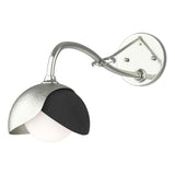 Hubbardton Forge 2022 Sterling Black Opal Glass (GG) Brooklyn 1-Light Double Shade Long-Arm Sconce
