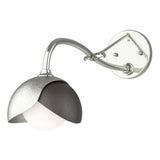 Hubbardton Forge 2022 Sterling Oil Rubbed Bronze Opal Glass (GG) Brooklyn 1-Light Double Shade Long-Arm Sconce