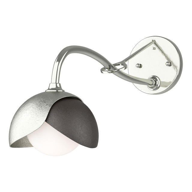 Hubbardton Forge 2022 Sterling Oil Rubbed Bronze Opal Glass (GG) Brooklyn 1-Light Double Shade Long-Arm Sconce