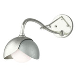 Hubbardton Forge 2022 Sterling Vintage Platinum Opal Glass (GG) Brooklyn 1-Light Double Shade Long-Arm Sconce
