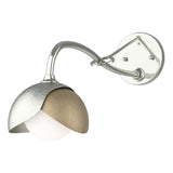 Hubbardton Forge 2022 Sterling Soft Gold Opal Glass (GG) Brooklyn 1-Light Double Shade Long-Arm Sconce