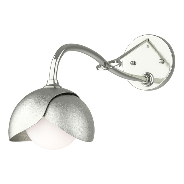 Hubbardton Forge 2022 Sterling Sterling Opal Glass (GG) Brooklyn 1-Light Double Shade Long-Arm Sconce