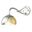 Hubbardton Forge 2022 Sterling Modern Brass Opal Glass (GG) Brooklyn 1-Light Double Shade Long-Arm Sconce