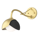 Hubbardton Forge 2022 Modern Brass Black Opal Glass (GG) Brooklyn 1-Light Double Shade Long-Arm Sconce