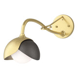 Hubbardton Forge 2022 Modern Brass Oil Rubbed Bronze Opal Glass (GG) Brooklyn 1-Light Double Shade Long-Arm Sconce