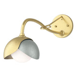 Hubbardton Forge 2022 Modern Brass Vintage Platinum Opal Glass (GG) Brooklyn 1-Light Double Shade Long-Arm Sconce