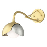 Hubbardton Forge 2022 Modern Brass Sterling Opal Glass (GG) Brooklyn 1-Light Double Shade Long-Arm Sconce