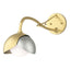 Hubbardton Forge 2022 Modern Brass Sterling Opal Glass (GG) Brooklyn 1-Light Double Shade Long-Arm Sconce