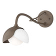 Hubbardton Forge 2022 Bronze White Opal Glass (GG) Brooklyn 1-Light Double Shade Long-Arm Sconce