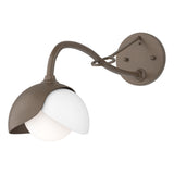 Hubbardton Forge 2022 Bronze White Opal Glass (GG) Brooklyn 1-Light Double Shade Long-Arm Sconce