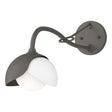 Hubbardton Forge 2022 Dark Smoke White Opal Glass (GG) Brooklyn 1-Light Double Shade Long-Arm Sconce