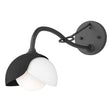 Hubbardton Forge 2022 Black White Opal Glass (GG) Brooklyn 1-Light Double Shade Long-Arm Sconce