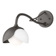 Hubbardton Forge 2022 Oil Rubbed Bronze White Opal Glass (GG) Brooklyn 1-Light Double Shade Long-Arm Sconce
