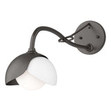 Hubbardton Forge 2022 Oil Rubbed Bronze White Opal Glass (GG) Brooklyn 1-Light Double Shade Long-Arm Sconce