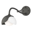 Hubbardton Forge 2022 Natural Iron White Opal Glass (GG) Brooklyn 1-Light Double Shade Long-Arm Sconce