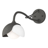 Hubbardton Forge 2022 Natural Iron White Opal Glass (GG) Brooklyn 1-Light Double Shade Long-Arm Sconce