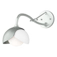 Hubbardton Forge 2022 Vintage Platinum White Opal Glass (GG) Brooklyn 1-Light Double Shade Long-Arm Sconce