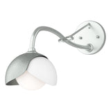 Hubbardton Forge 2022 Vintage Platinum White Opal Glass (GG) Brooklyn 1-Light Double Shade Long-Arm Sconce