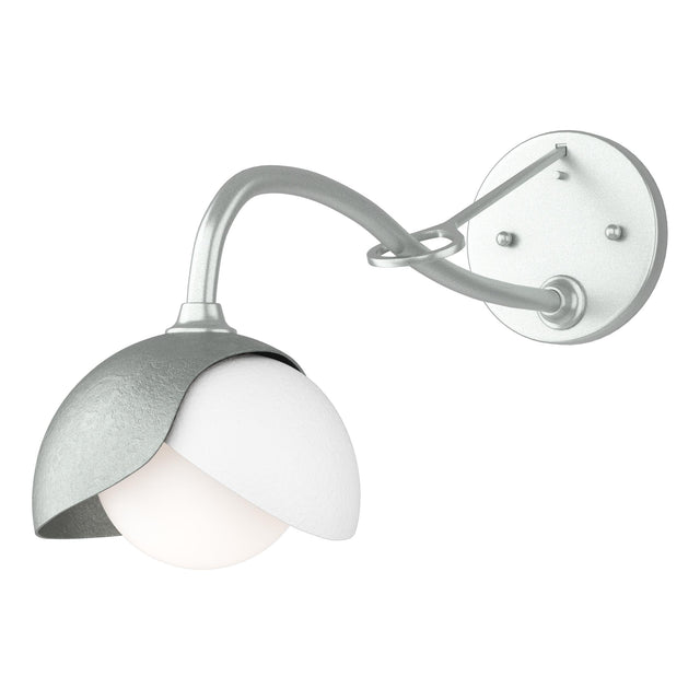 Hubbardton Forge 2022 Vintage Platinum White Opal Glass (GG) Brooklyn 1-Light Double Shade Long-Arm Sconce