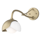 Hubbardton Forge 2022 Soft Gold White Opal Glass (GG) Brooklyn 1-Light Double Shade Long-Arm Sconce