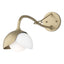 Hubbardton Forge 2022 Soft Gold White Opal Glass (GG) Brooklyn 1-Light Double Shade Long-Arm Sconce