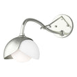 Hubbardton Forge 2022 Sterling White Opal Glass (GG) Brooklyn 1-Light Double Shade Long-Arm Sconce