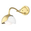 Hubbardton Forge 2022 Modern Brass White Opal Glass (GG) Brooklyn 1-Light Double Shade Long-Arm Sconce