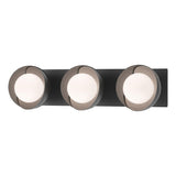 Hubbardton Forge 2022 Black Black Opal Glass (GG) Brooklyn 3-Light Straight Double Shade Bath Sconce