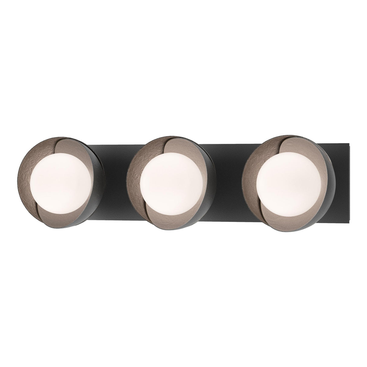 Hubbardton Forge 2022 Black Oil Rubbed Bronze Opal Glass (GG) Brooklyn 3-Light Straight Double Shade Bath Sconce