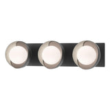 Hubbardton Forge 2022 Black Vintage Platinum Opal Glass (GG) Brooklyn 3-Light Straight Double Shade Bath Sconce