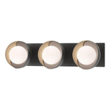 Hubbardton Forge 2022 Black Soft Gold Opal Glass (GG) Brooklyn 3-Light Straight Double Shade Bath Sconce