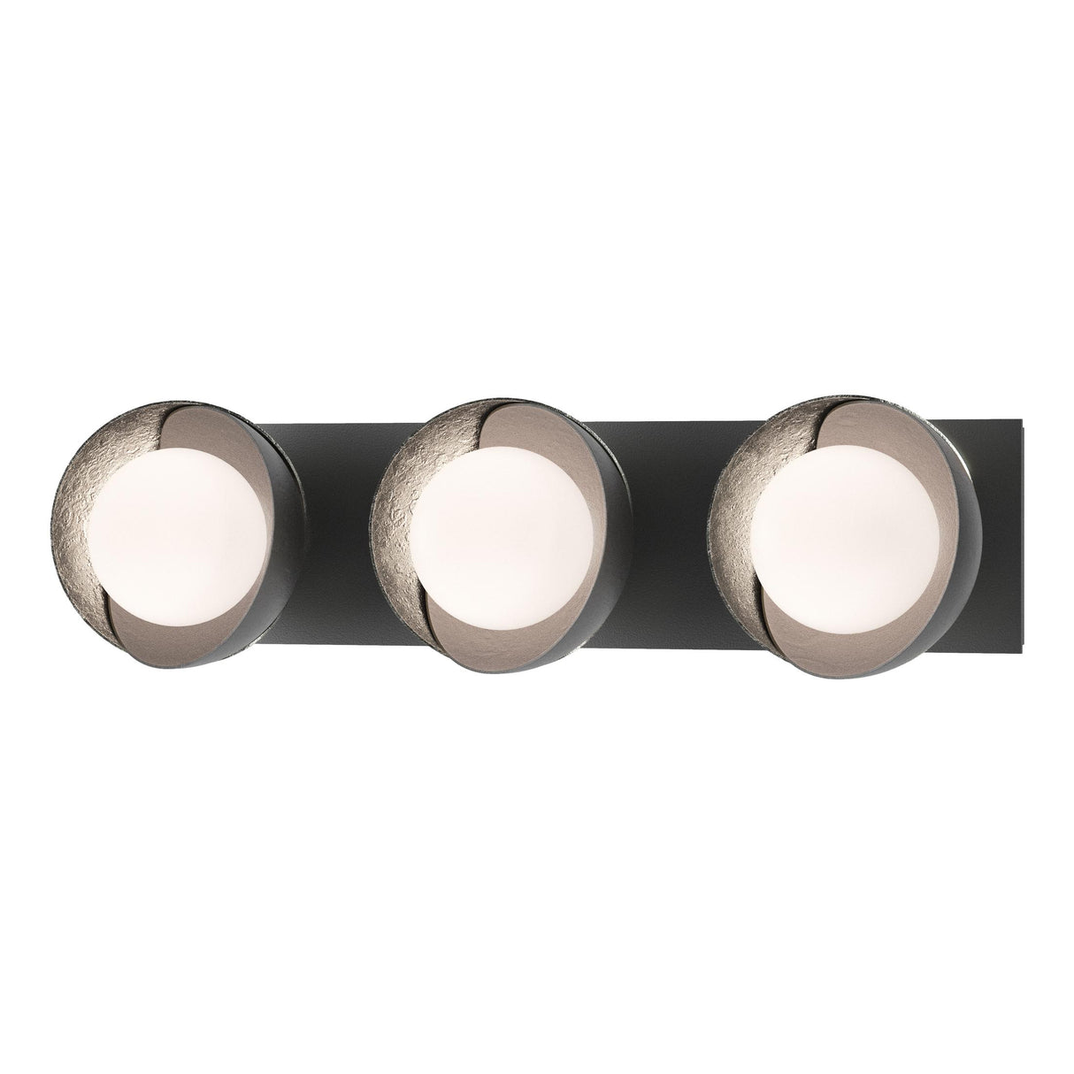 Hubbardton Forge 2022 Black Sterling Opal Glass (GG) Brooklyn 3-Light Straight Double Shade Bath Sconce