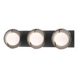 Hubbardton Forge 2022 Black Sterling Opal Glass (GG) Brooklyn 3-Light Straight Double Shade Bath Sconce