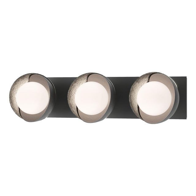 Hubbardton Forge 2022 Black Sterling Opal Glass (GG) Brooklyn 3-Light Straight Double Shade Bath Sconce