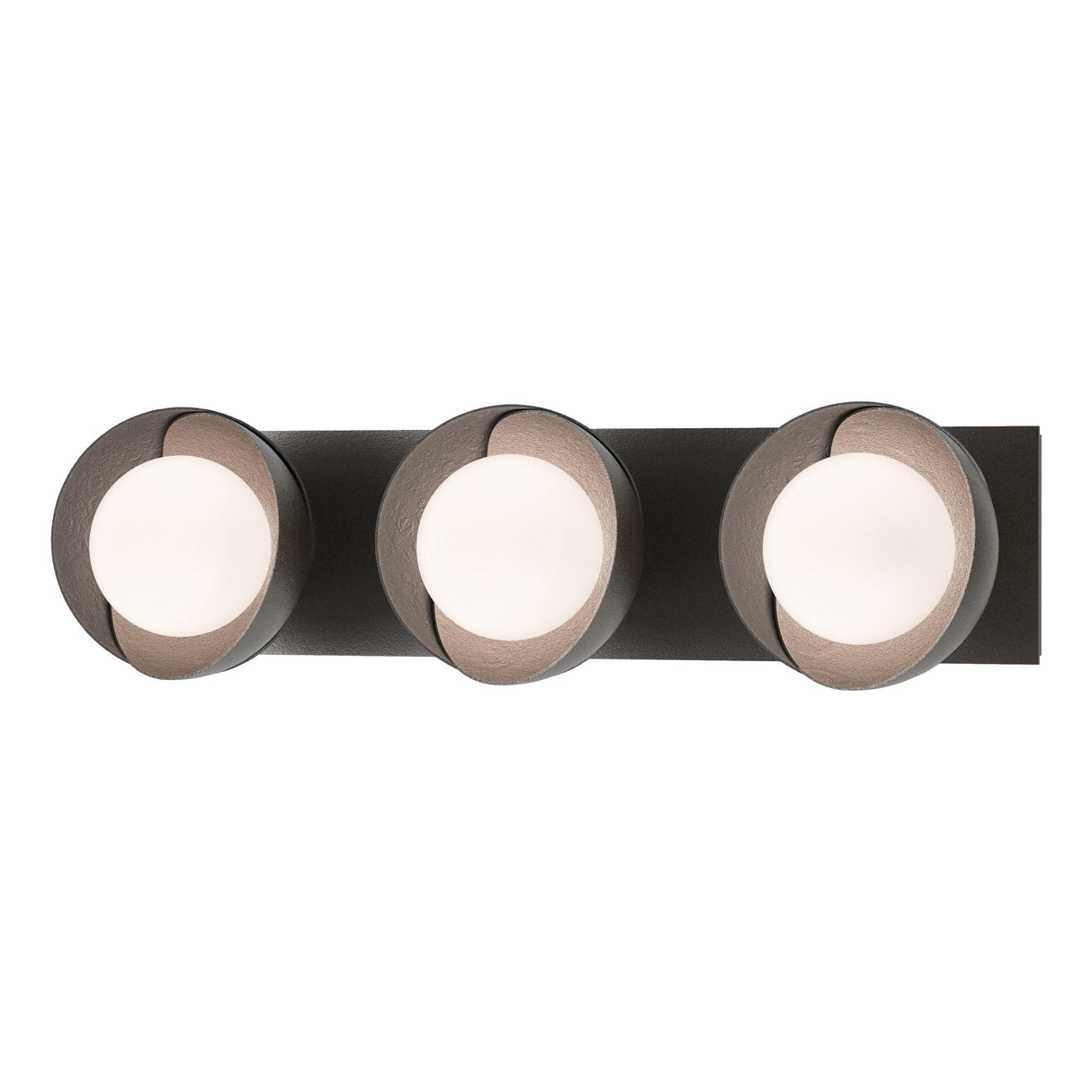 Hubbardton Forge 2022 Oil Rubbed Bronze Black Opal Glass (GG) Brooklyn 3-Light Straight Double Shade Bath Sconce