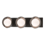 Hubbardton Forge 2022 Oil Rubbed Bronze Black Opal Glass (GG) Brooklyn 3-Light Straight Double Shade Bath Sconce