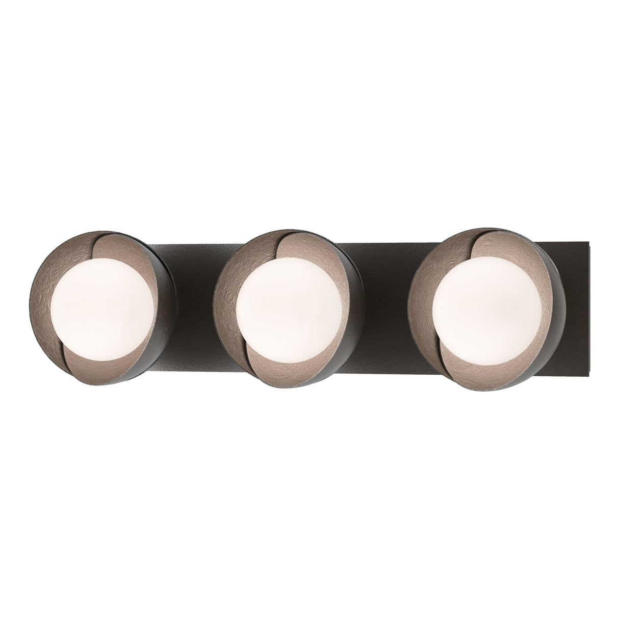Hubbardton Forge 2022 Oil Rubbed Bronze Oil Rubbed Bronze Opal Glass (GG) Brooklyn 3-Light Straight Double Shade Bath Sconce